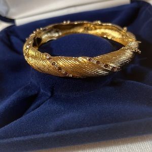 Jackie K Repro Textured & Bead Hinged Bangle